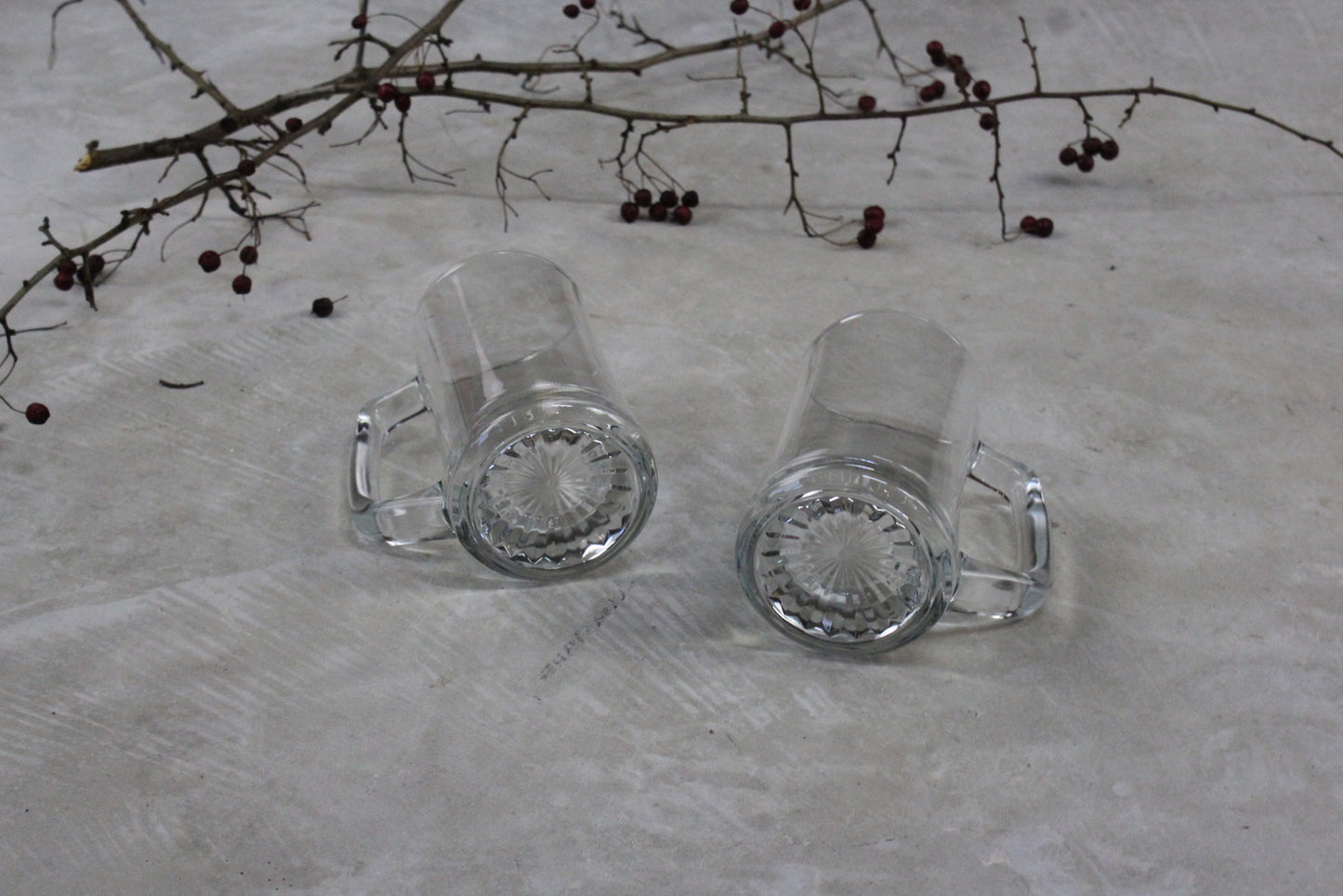 Pair Glass Beer Tankards Stein - Kernow Furniture
