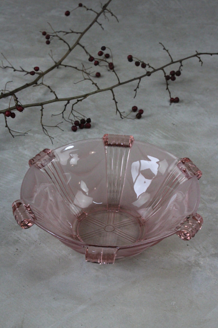 Vintage Pink Glass Serving Bowl - Kernow Furniture