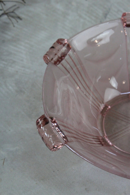 Vintage Pink Glass Serving Bowl - Kernow Furniture