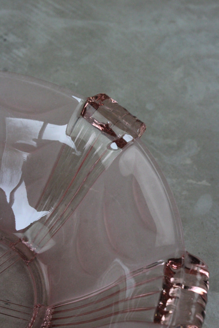 Vintage Pink Glass Serving Bowl - Kernow Furniture