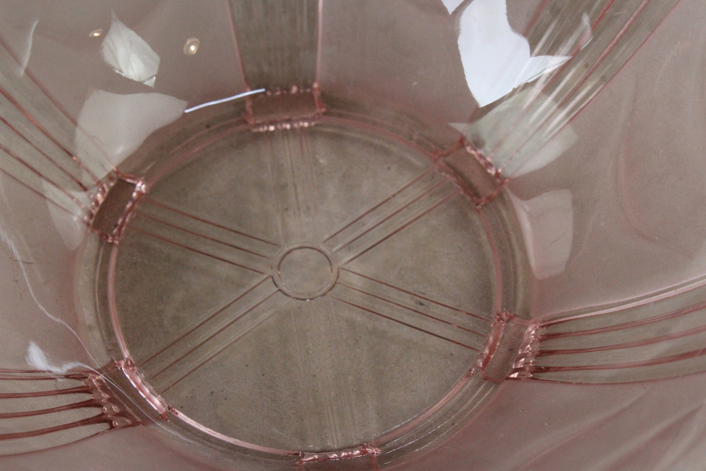 Vintage Pink Glass Serving Bowl - Kernow Furniture