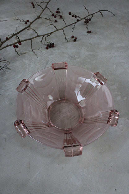 Vintage Pink Glass Serving Bowl - Kernow Furniture