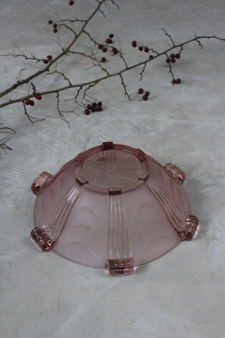 Vintage Pink Glass Serving Bowl - Kernow Furniture