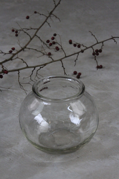 Vintage Clear Glass Flower Bowl Vase - Kernow Furniture