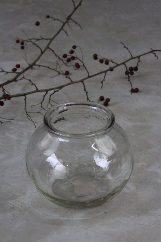 Vintage Clear Glass Flower Bowl Vase - Kernow Furniture