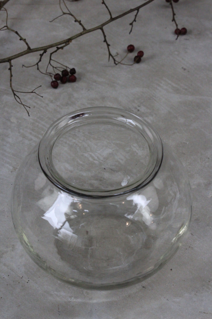 Vintage Clear Glass Flower Bowl Vase - Kernow Furniture