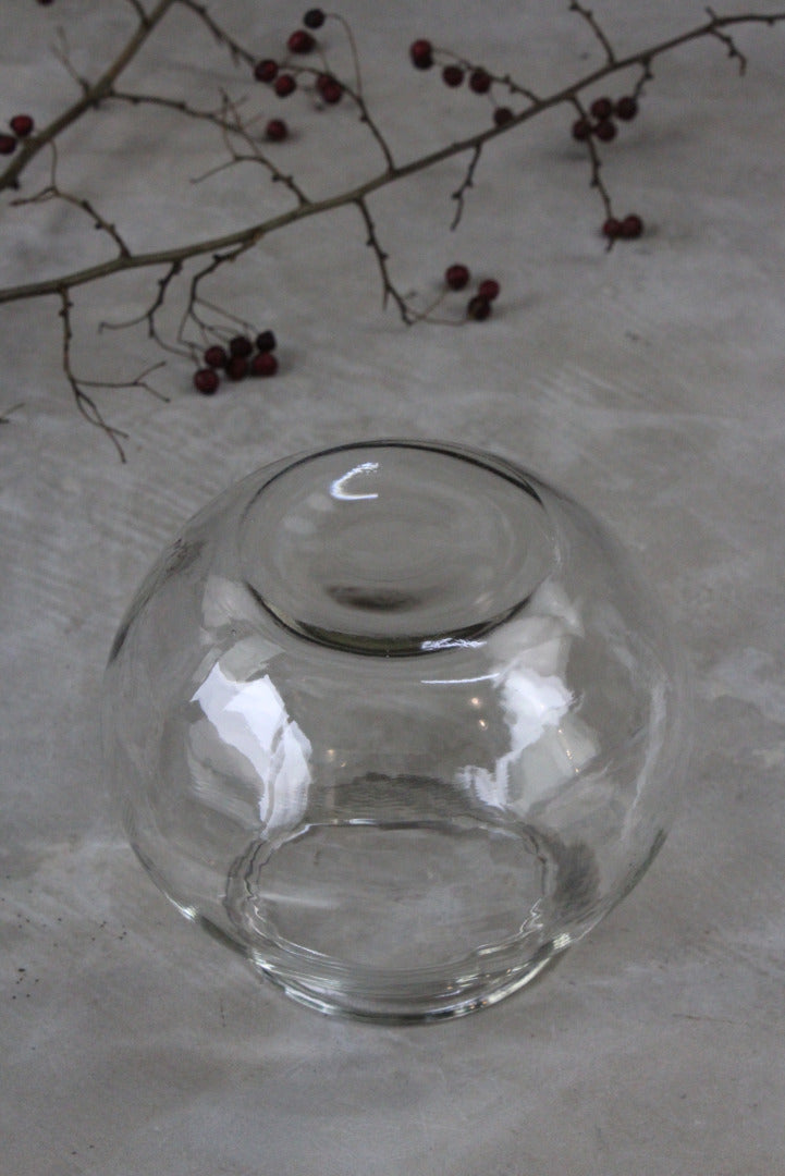 Vintage Clear Glass Flower Bowl Vase - Kernow Furniture