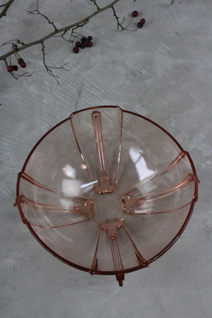 Vintage Pink Glass Serving Bowl - Kernow Furniture