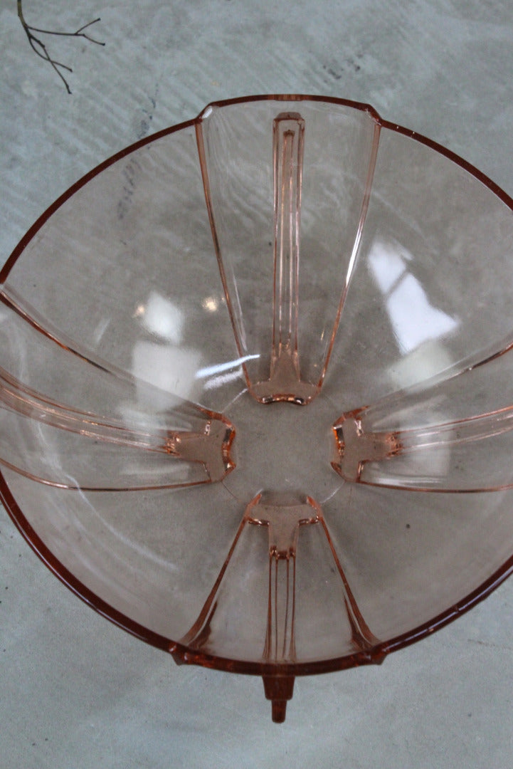 Vintage Pink Glass Serving Bowl - Kernow Furniture