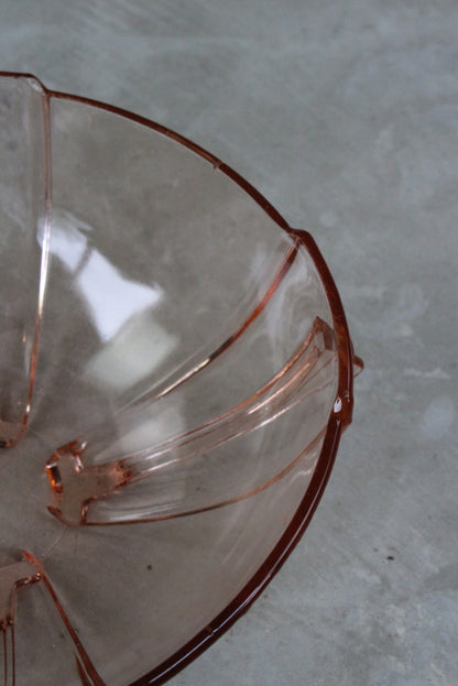 Vintage Pink Glass Serving Bowl - Kernow Furniture