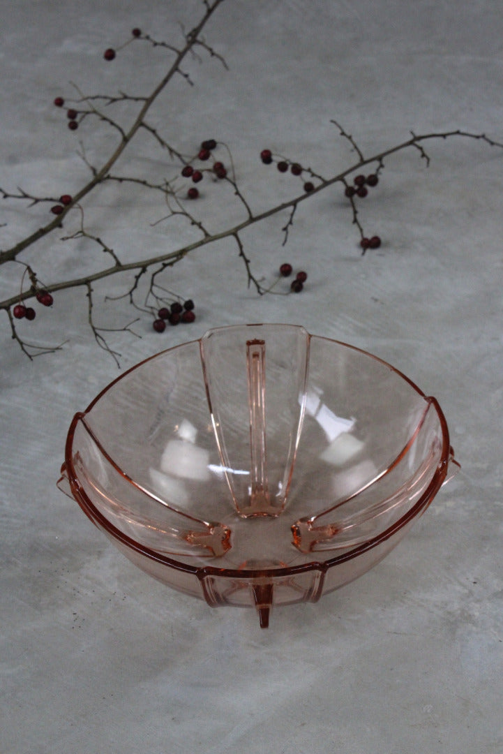 Vintage Pink Glass Serving Bowl - Kernow Furniture