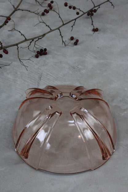 Vintage Pink Glass Serving Bowl - Kernow Furniture