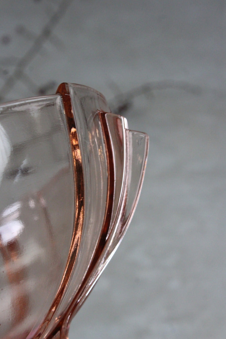 Vintage Pink Glass Serving Bowl - Kernow Furniture