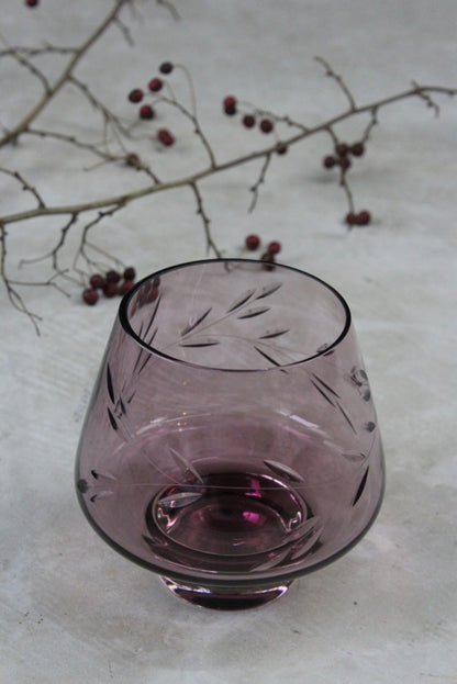 Purple Etched Glass Vase - Kernow Furniture