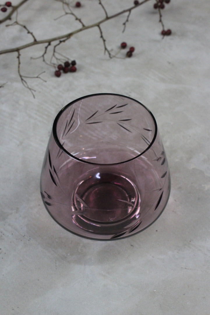 Purple Etched Glass Vase - Kernow Furniture