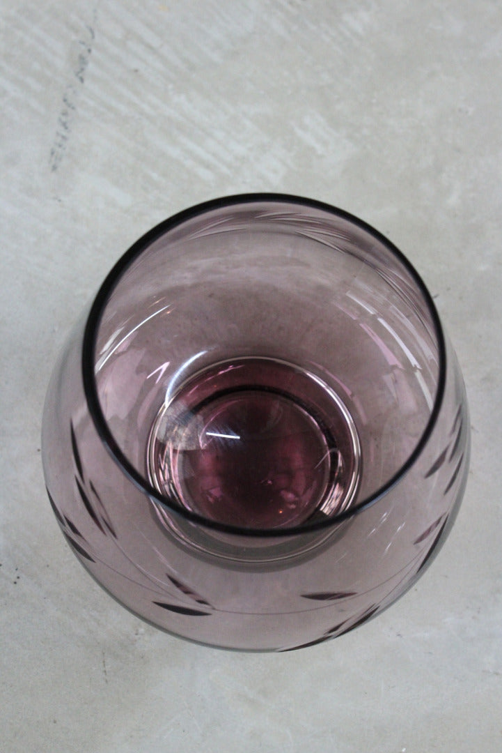 Purple Etched Glass Vase - Kernow Furniture