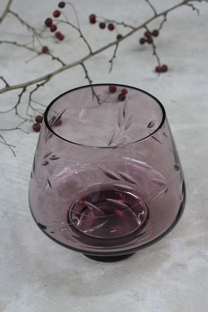 Purple Etched Glass Vase - Kernow Furniture