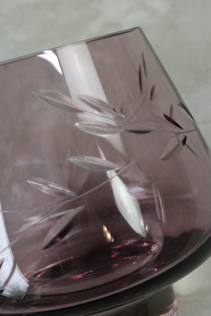 Purple Etched Glass Vase - Kernow Furniture