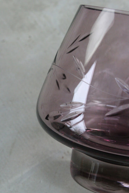 Purple Etched Glass Vase - Kernow Furniture