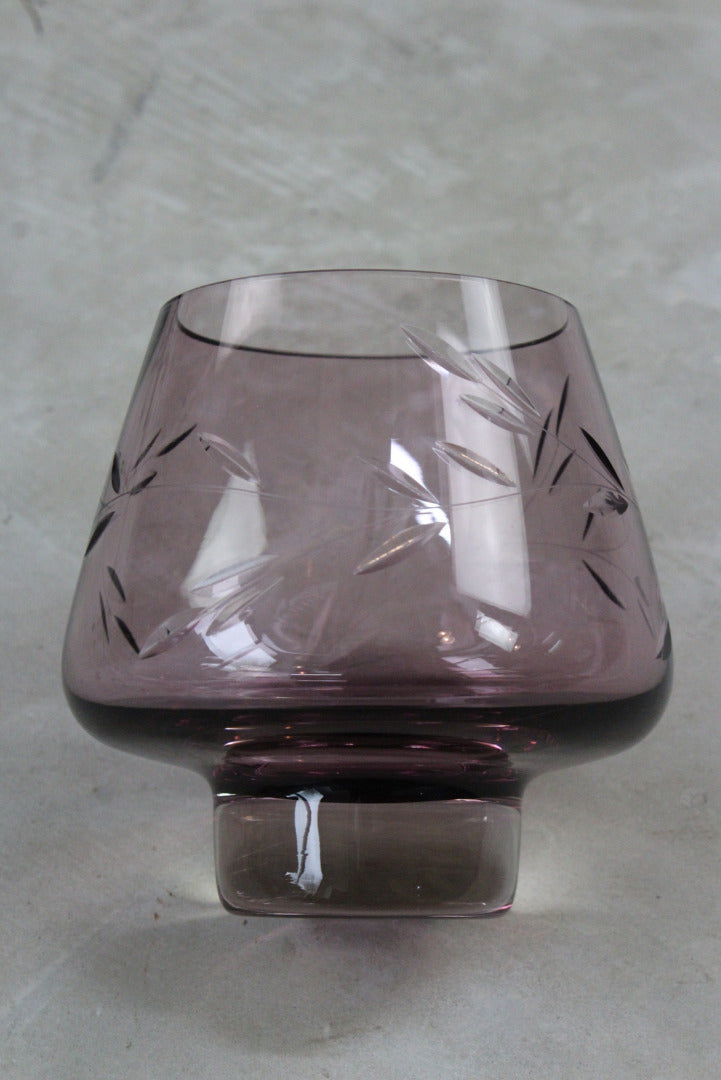 Purple Etched Glass Vase - Kernow Furniture