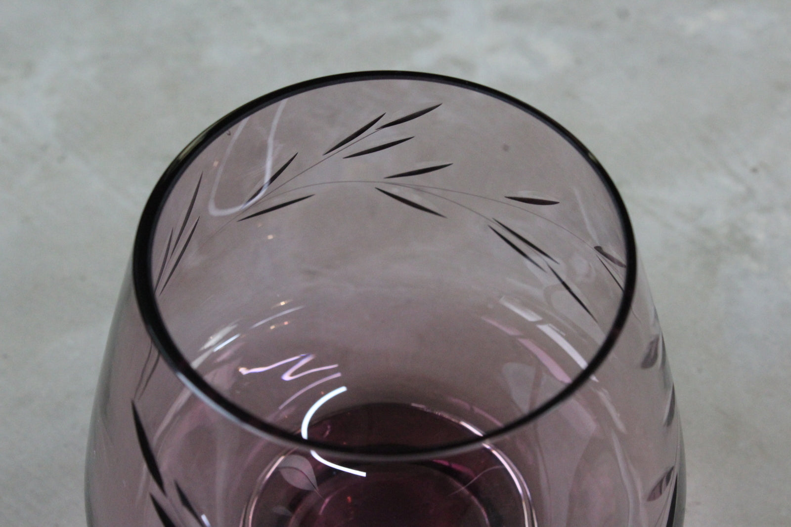 Purple Etched Glass Vase - Kernow Furniture