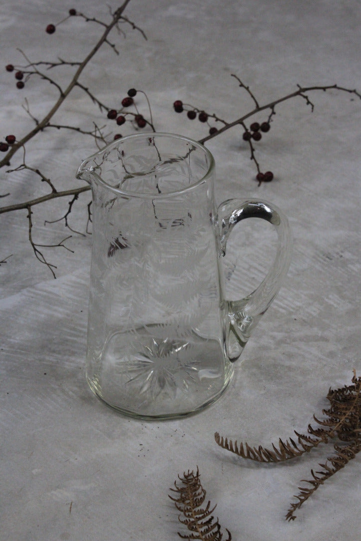 Vintage Etched Glass Jug - Kernow Furniture