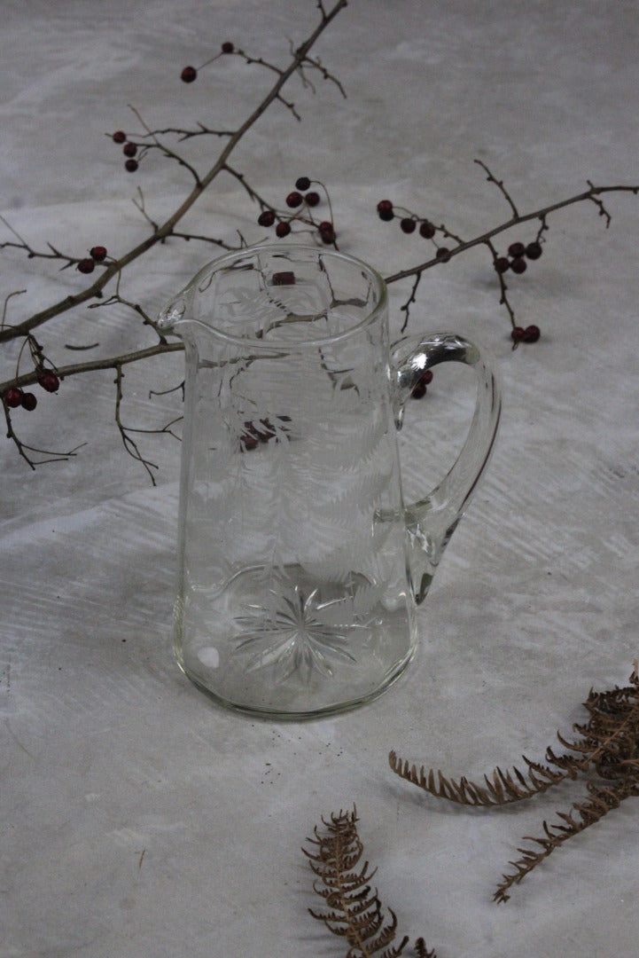 Vintage Etched Glass Jug - Kernow Furniture