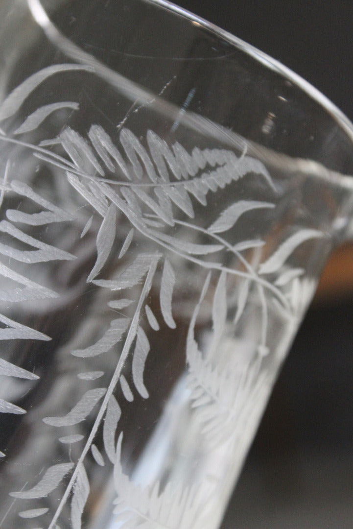 Vintage Etched Glass Jug - Kernow Furniture