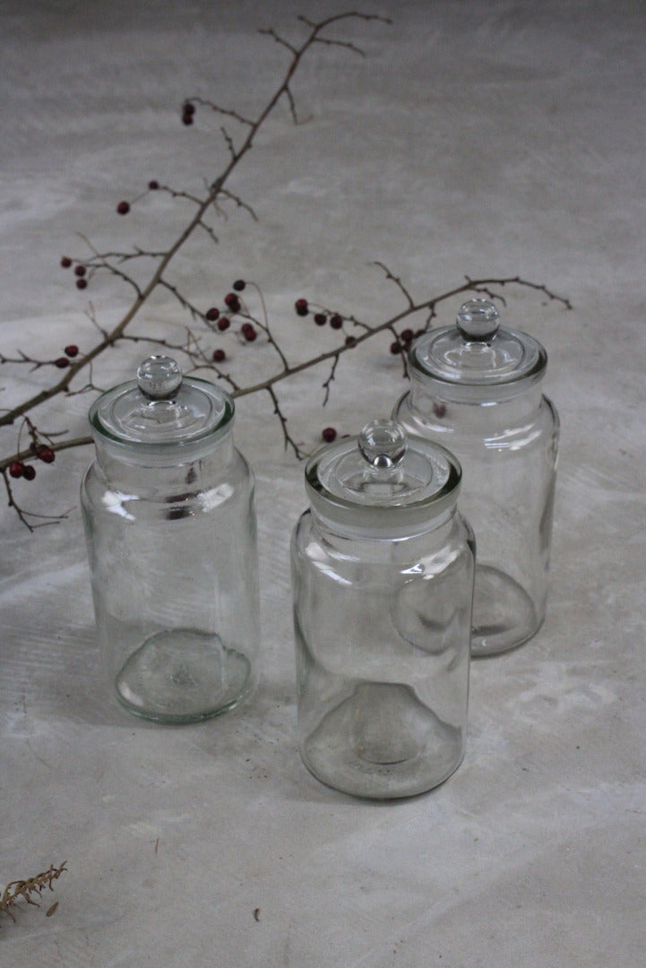 3 Vintage Glass Sweet Jar - Kernow Furniture