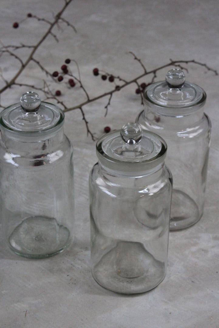 3 Vintage Glass Sweet Jar - Kernow Furniture