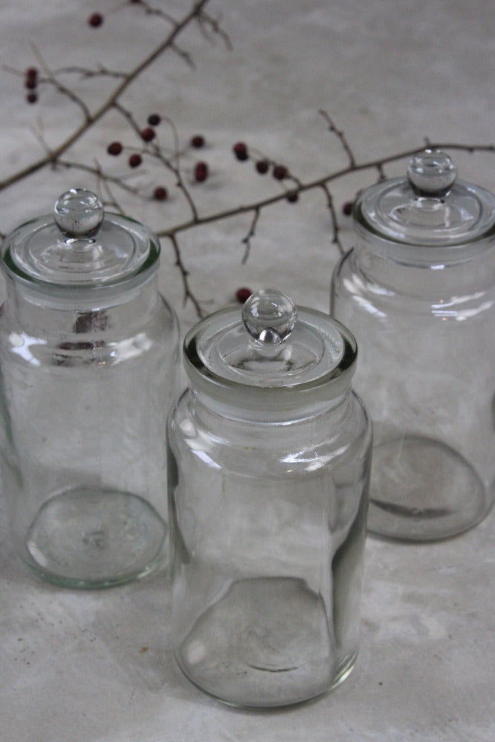 3 Vintage Glass Sweet Jar - Kernow Furniture