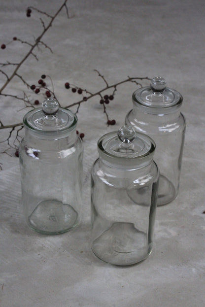 3 Vintage Glass Sweet Jar - Kernow Furniture