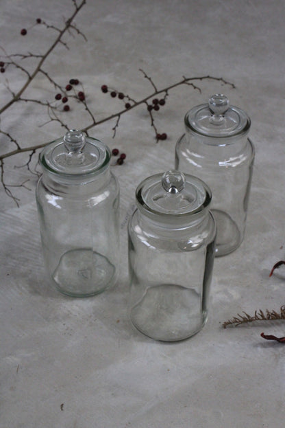 3 Vintage Glass Sweet Jar - Kernow Furniture