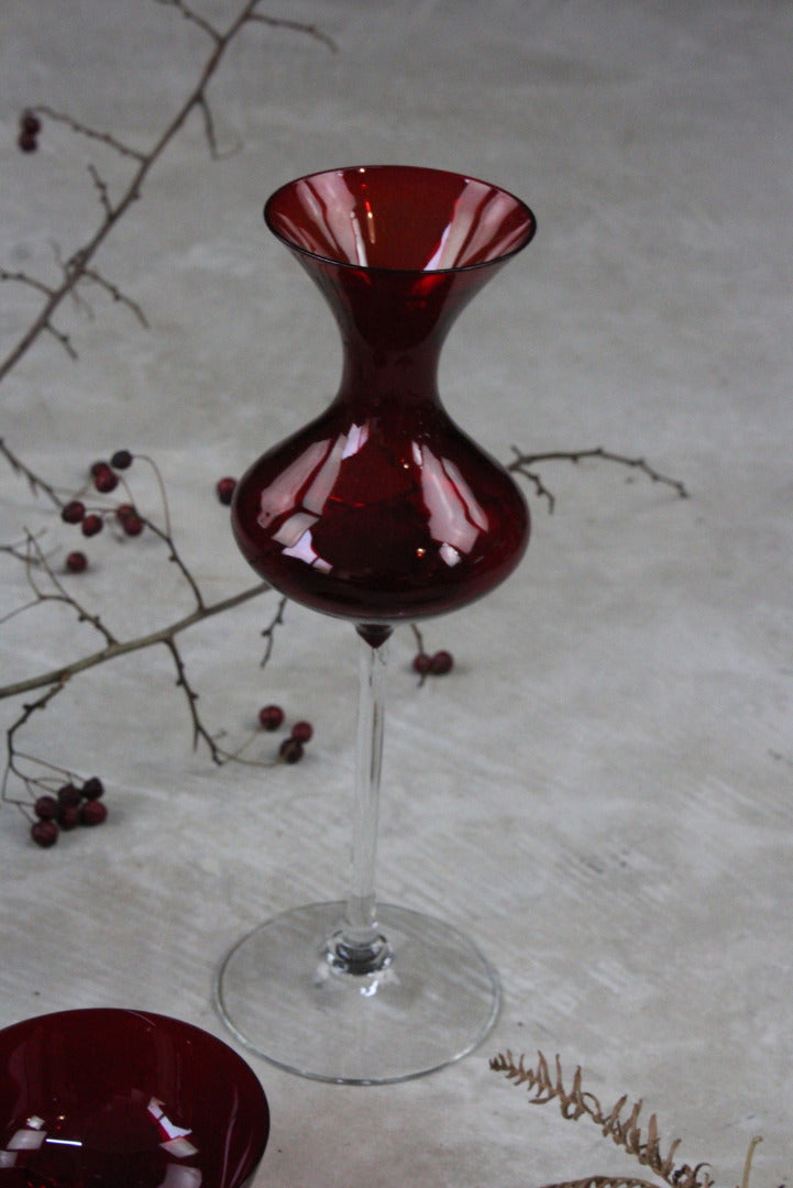 Glass Red Vase & Bowl - Kernow Furniture