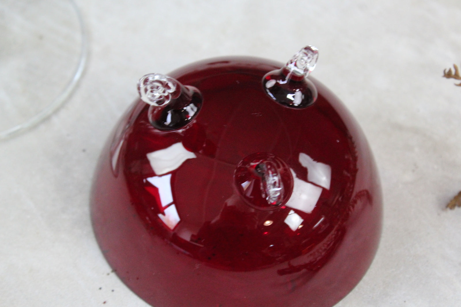 Glass Red Vase & Bowl - Kernow Furniture