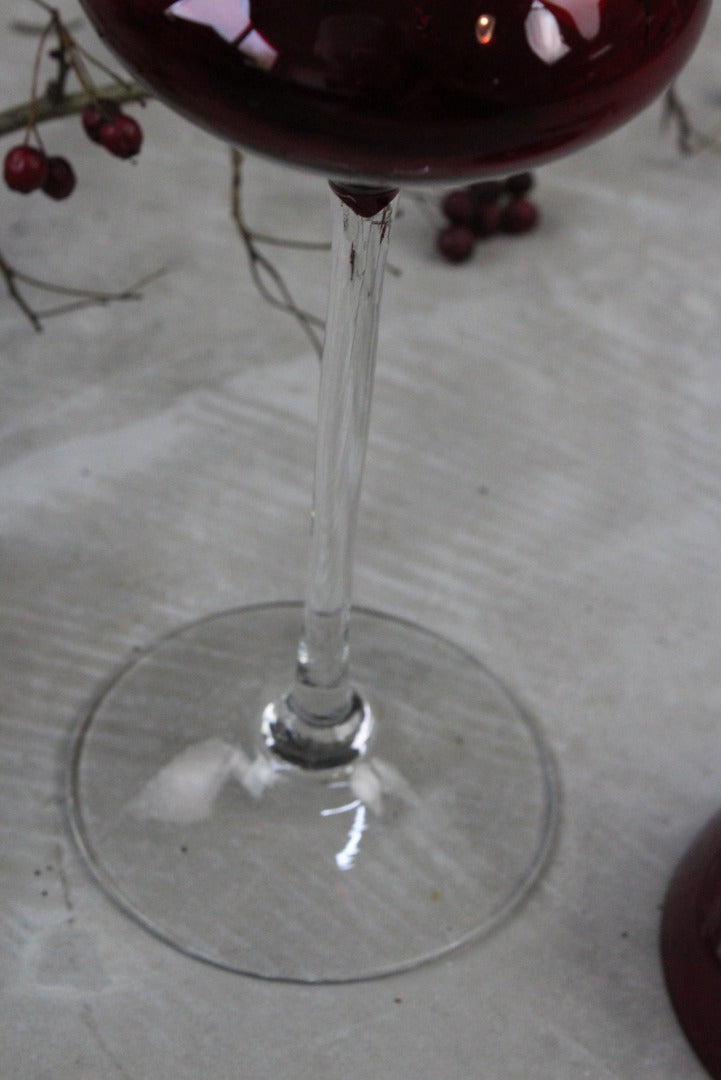 Glass Red Vase & Bowl - Kernow Furniture