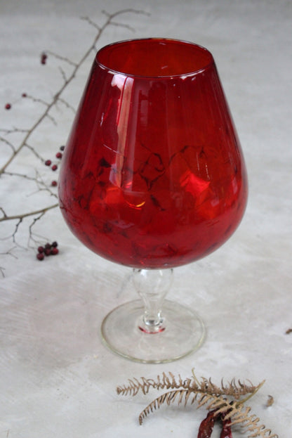 Large Red Glass Balloon Vase - Kernow Furniture