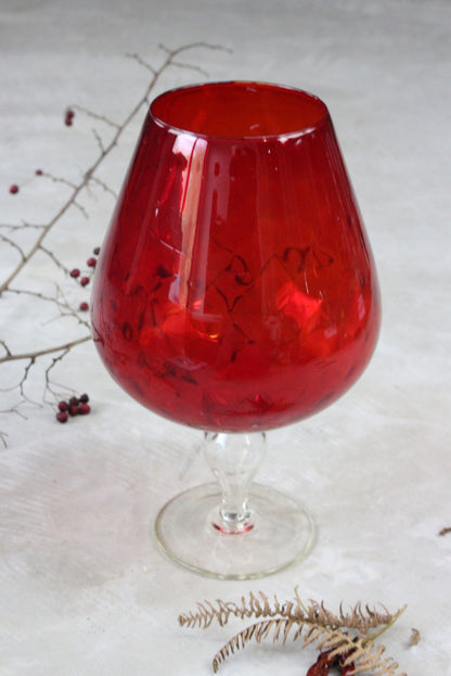 Large Red Glass Balloon Vase - Kernow Furniture