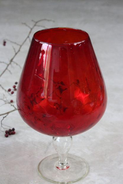 Large Red Glass Balloon Vase - Kernow Furniture