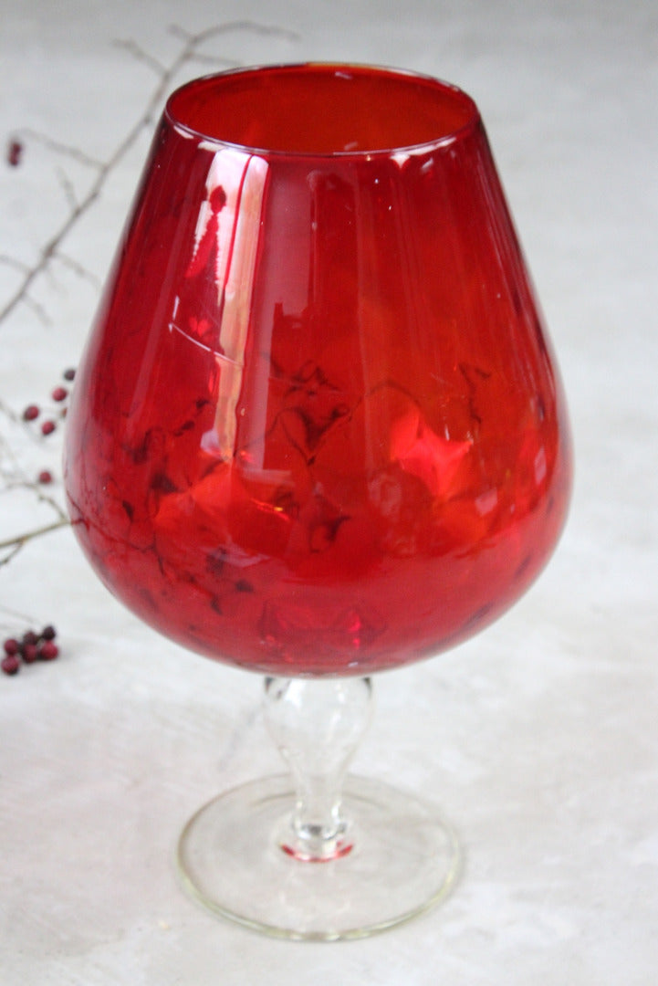 Large Red Glass Balloon Vase - Kernow Furniture