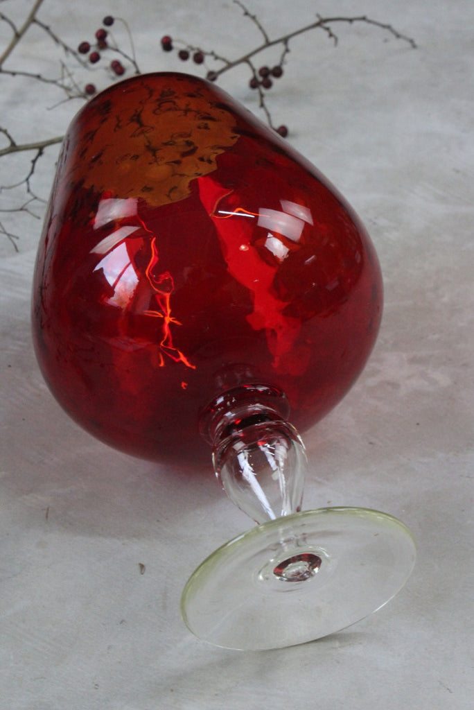 Large Red Glass Balloon Vase - Kernow Furniture