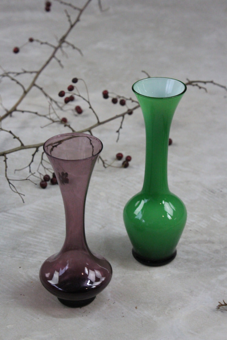 Pair Coloured Glass Vase - Kernow Furniture