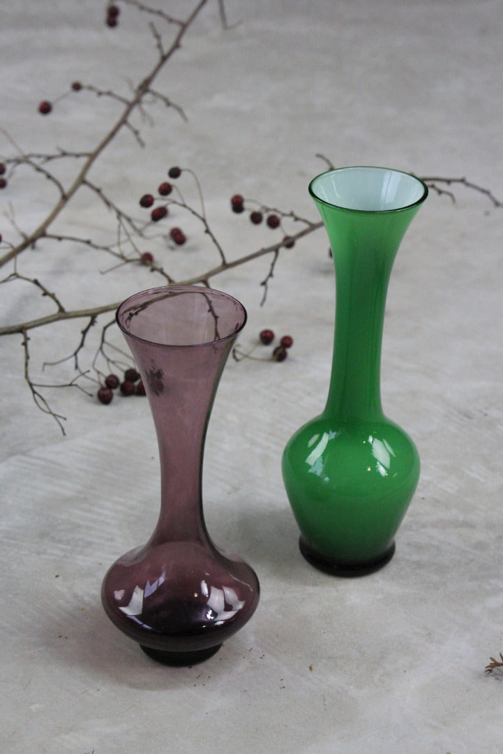 Pair Coloured Glass Vase - Kernow Furniture