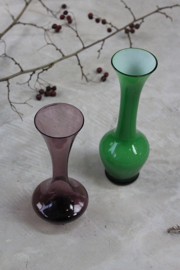 Pair Coloured Glass Vase - Kernow Furniture