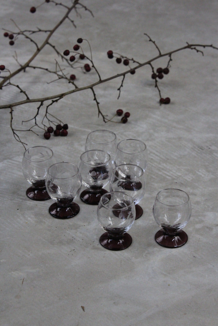 8 Tiny Vintage Liqueur Glasses - Kernow Furniture