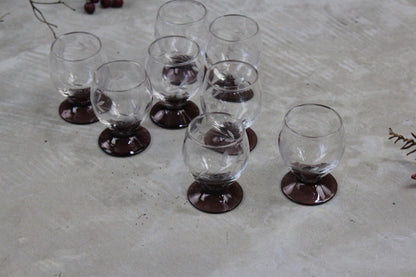 8 Tiny Vintage Liqueur Glasses - Kernow Furniture