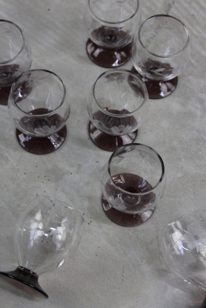 8 Tiny Vintage Liqueur Glasses - Kernow Furniture