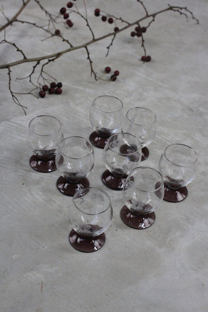 8 Tiny Vintage Liqueur Glasses - Kernow Furniture