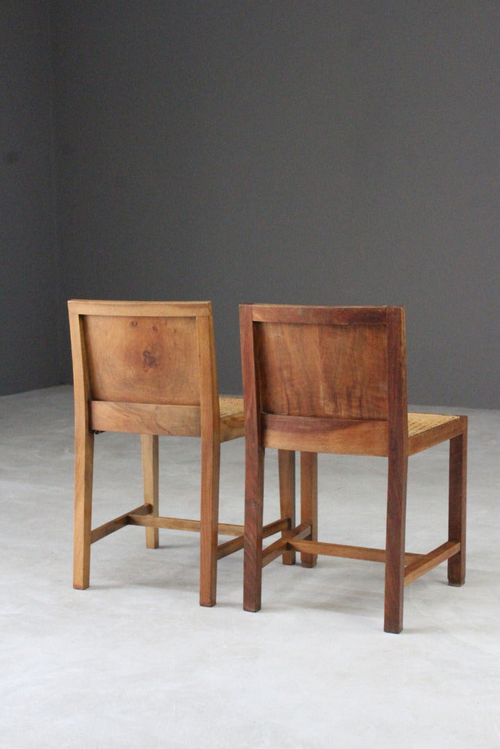 Pair Art Deco Walnut & Cane Chairs - Kernow Furniture