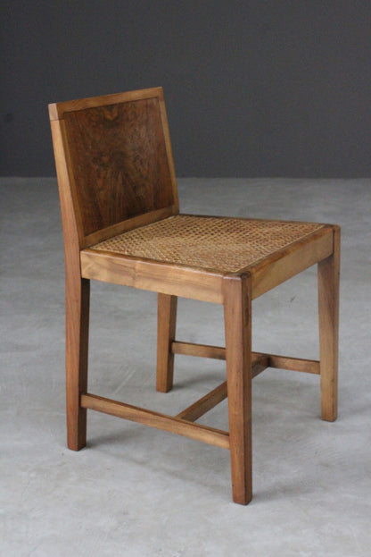 Pair Art Deco Walnut & Cane Chairs - Kernow Furniture